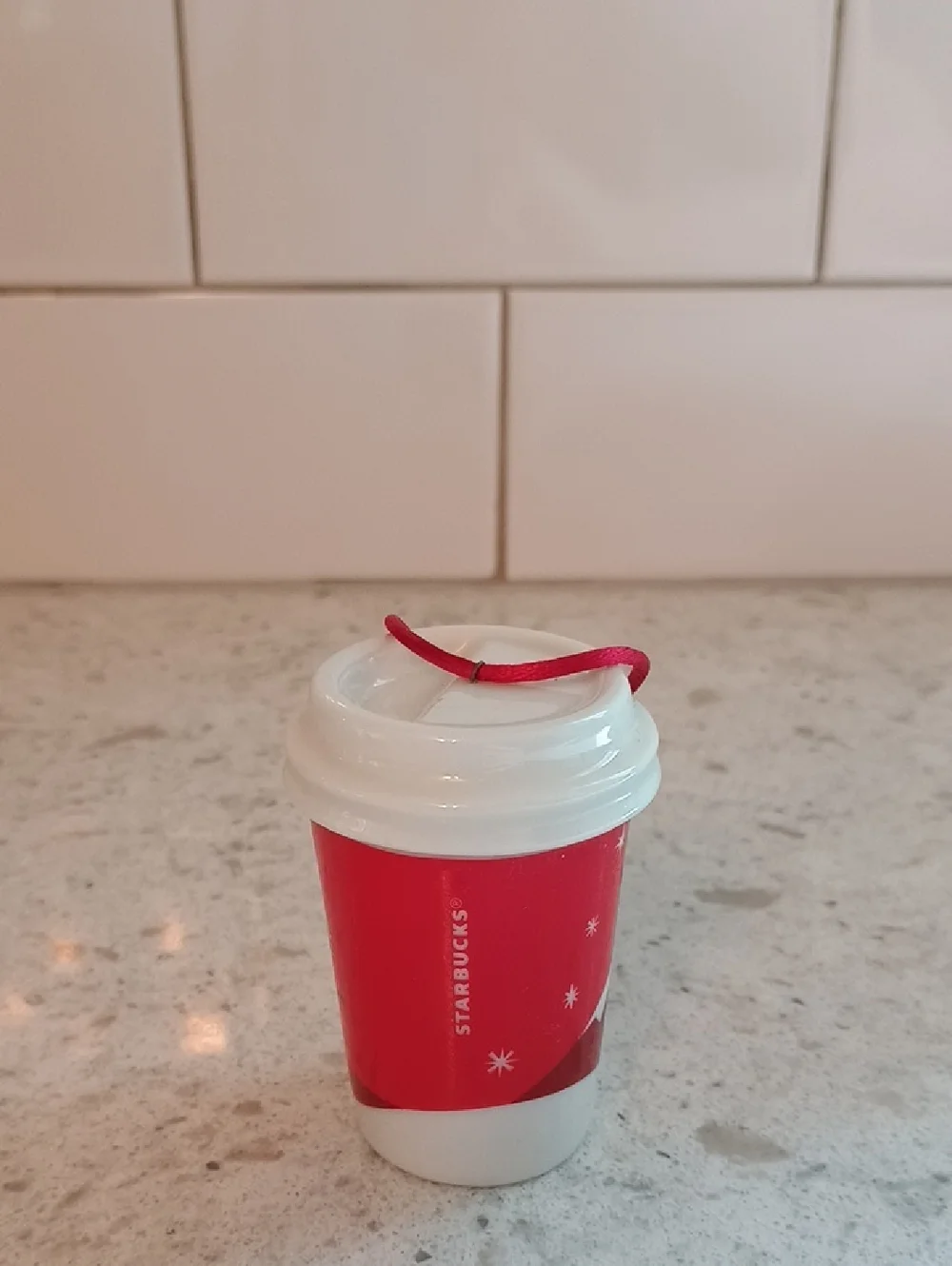 2011 Starbucks Red Holiday Mini Cup Ceramic Ornament